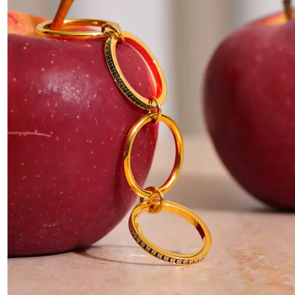 Layered Stacked Ring 18K Golden Plated Stainless Steel SIZE 8 - Picture 6 of 14